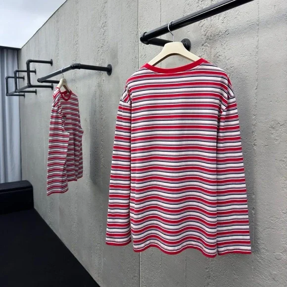 MIU MIU Women's Red Striped Long Sleeve T-Shirt - Picture 2 of 6